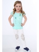 T-shirt with lace sleeves, mint NDZ8147 - Online store - Boutique